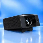 Angled view of SuperBox P7 Pro Projector showing the lens