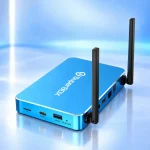 Angled view of SuperBox S8 Max with connectivity ports