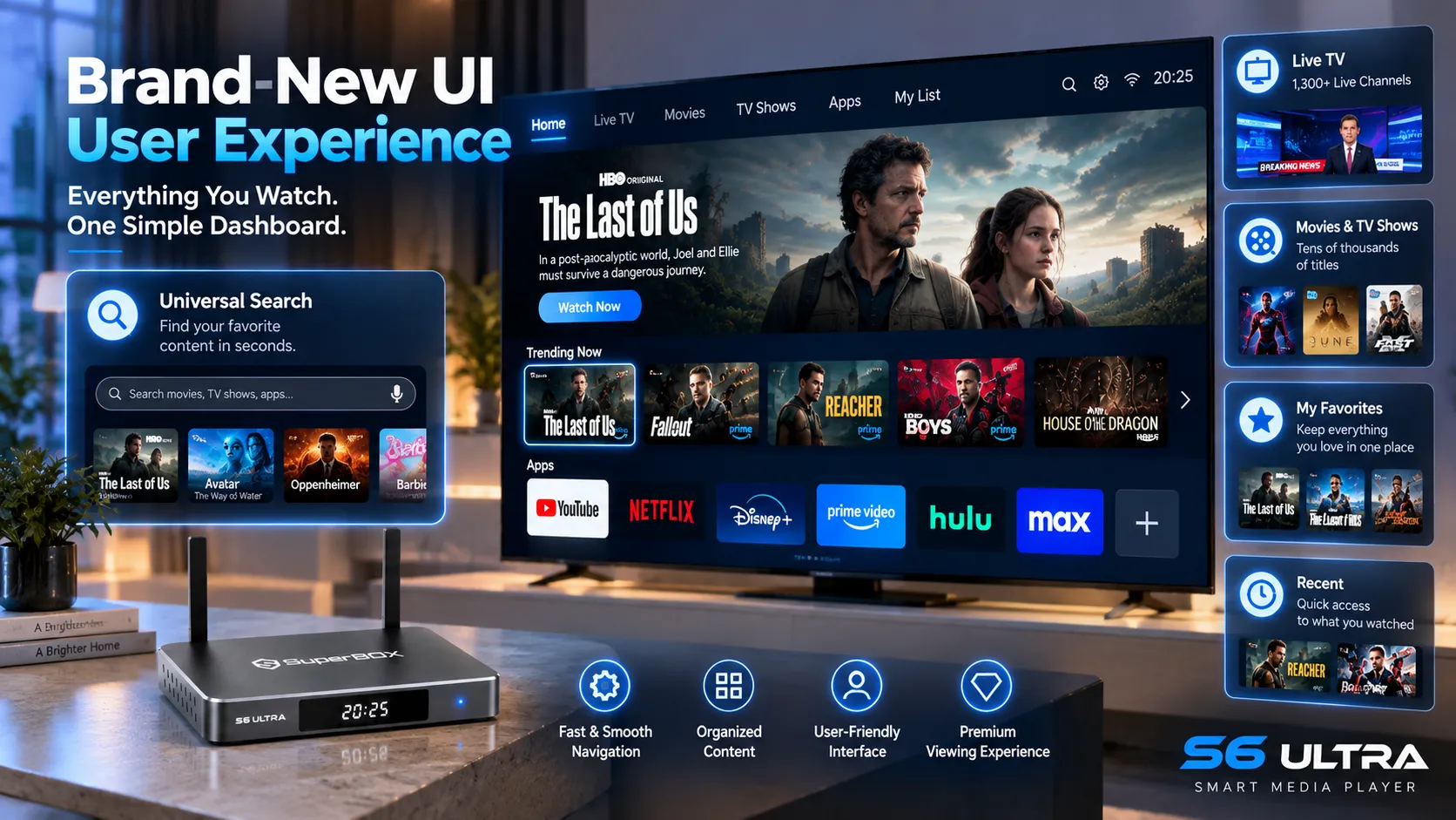 SuperBox S6 Ultra dark-mode user interface SuperBox S6 Ultra dark-mode user interface