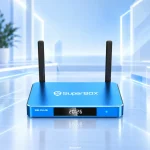 Front view of SuperBox S8 Plus with dual antennas