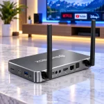 Rear angled view of SuperBox S8 Ultra with connectivity ports