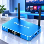 SuperBox S6 Max angled product view in home entertainment setup