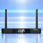 SuperBox S6 Pro front panel with digital clock display