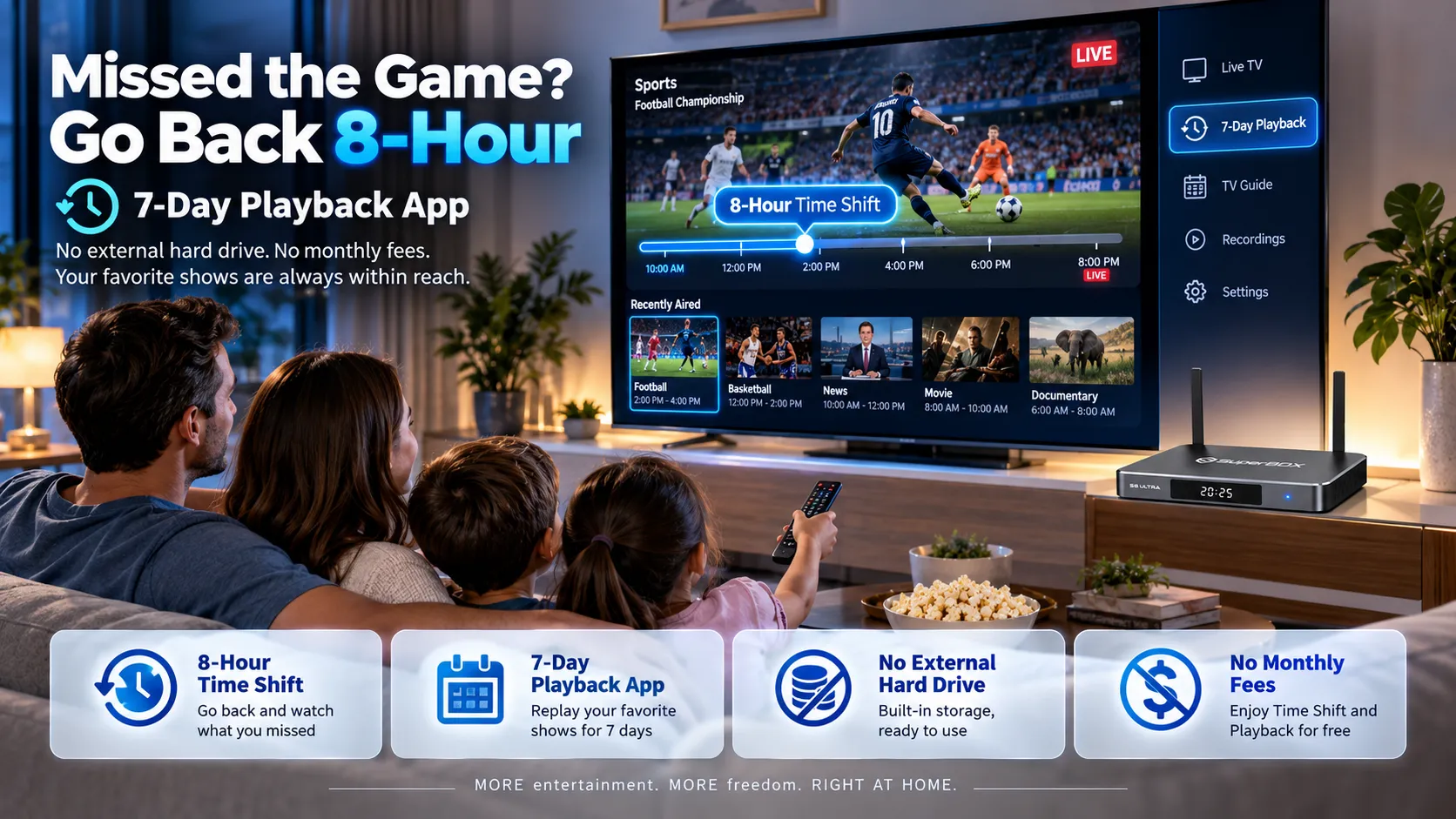 SuperBox S6 Ultra 8-Hour Time Shift and replay SuperBox S6 Ultra 8-Hour Time Shift and replay