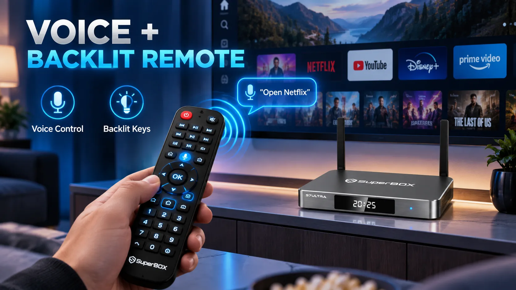 SuperBox S7 Ultra backlit voice remote with Bluetooth 5.2 SuperBox S7 Ultra backlit voice remote with Bluetooth 5.2