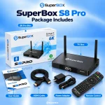 SuperBox S8 Pro package with product box and accessories