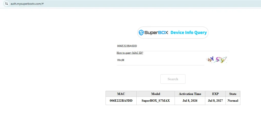 Physical and software verification checks MAC ID SuperBox Physical and software verification checks MAC ID SuperBox